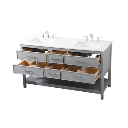 60 inch double bathroom vanity in gray