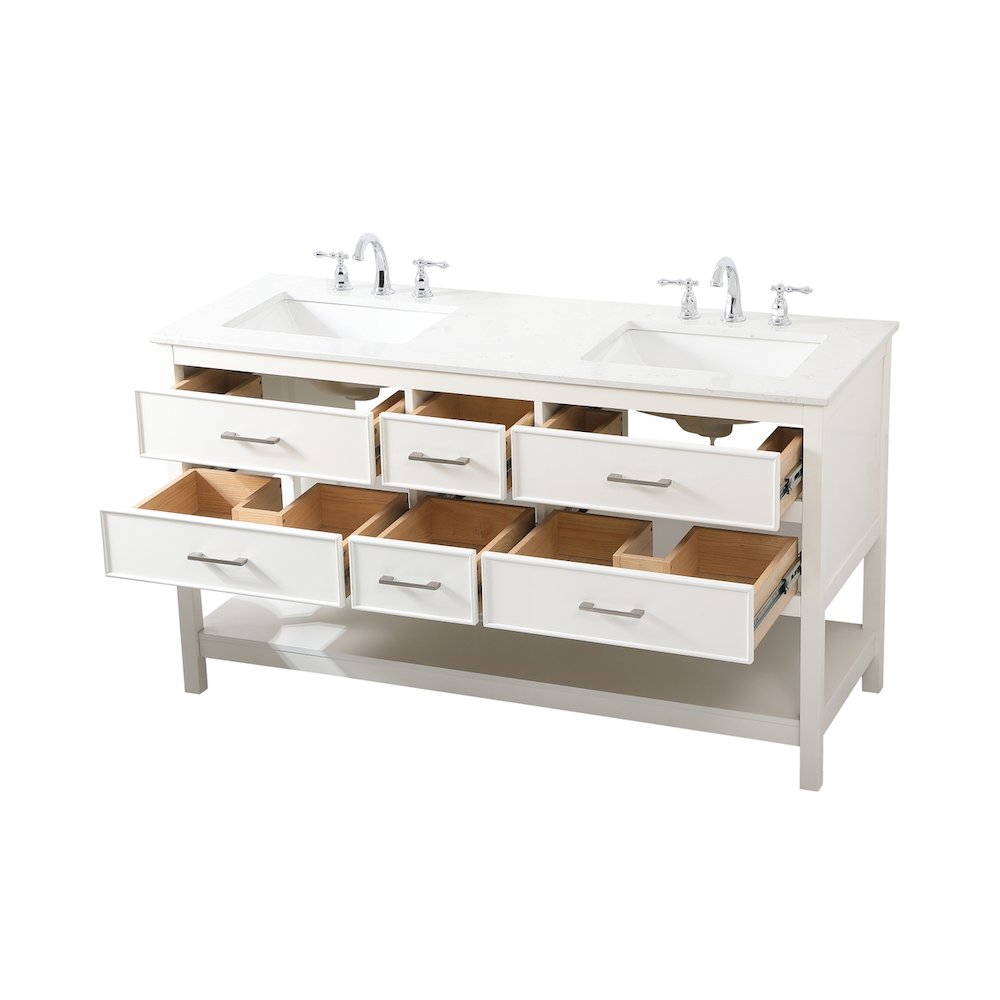 60 inch double bathroom vanity in white