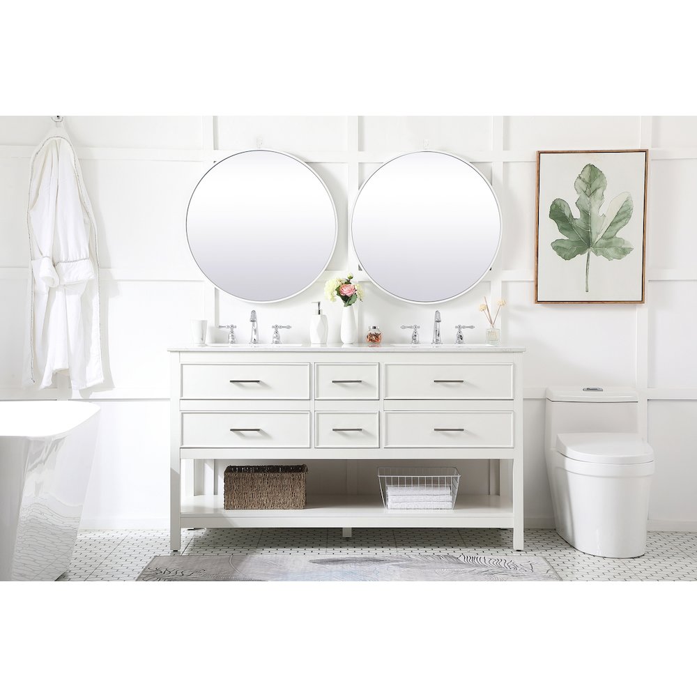 60 inch double bathroom vanity in white