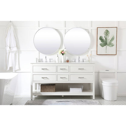 60 inch double bathroom vanity in white