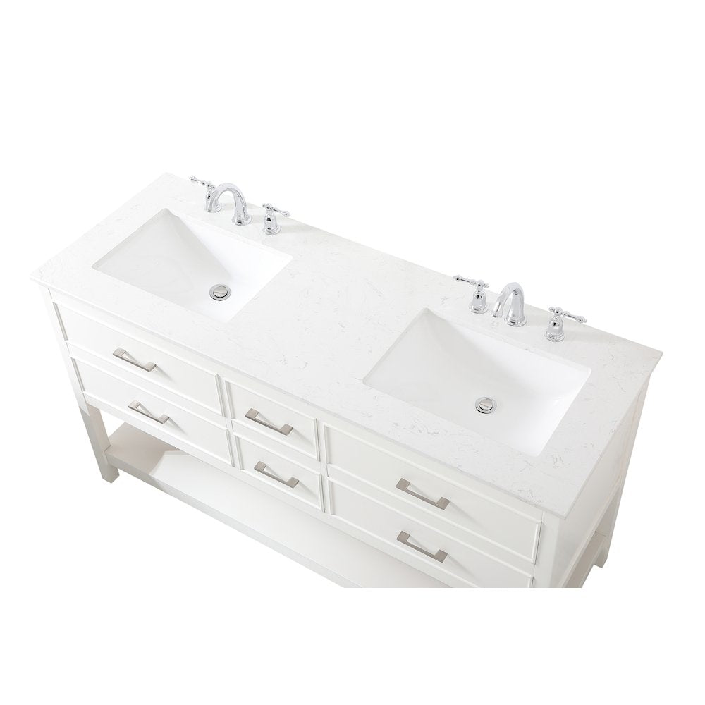 60 inch double bathroom vanity in white