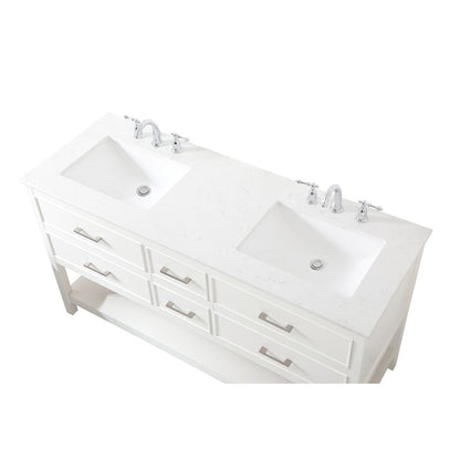 60 inch double bathroom vanity in white