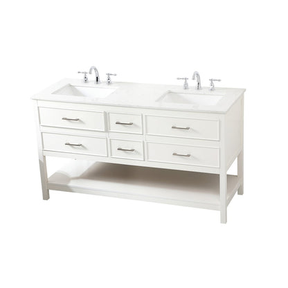 60 inch double bathroom vanity in white