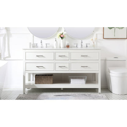 60 inch double bathroom vanity in white