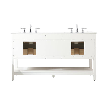60 inch double bathroom vanity in white
