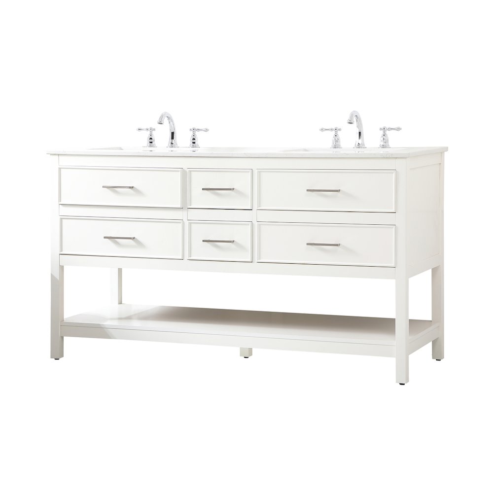 60 inch double bathroom vanity in white