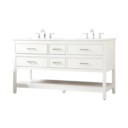 60 inch double bathroom vanity in white
