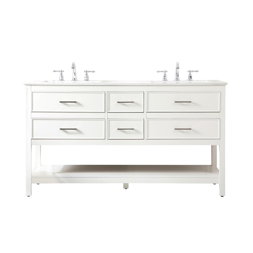 60 inch double bathroom vanity in white