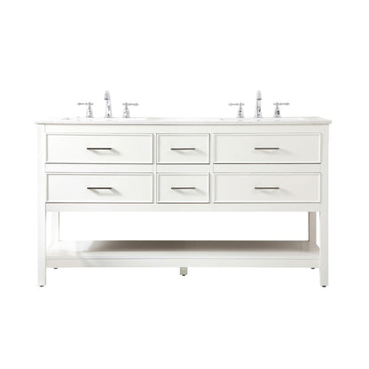 60 inch double bathroom vanity in white