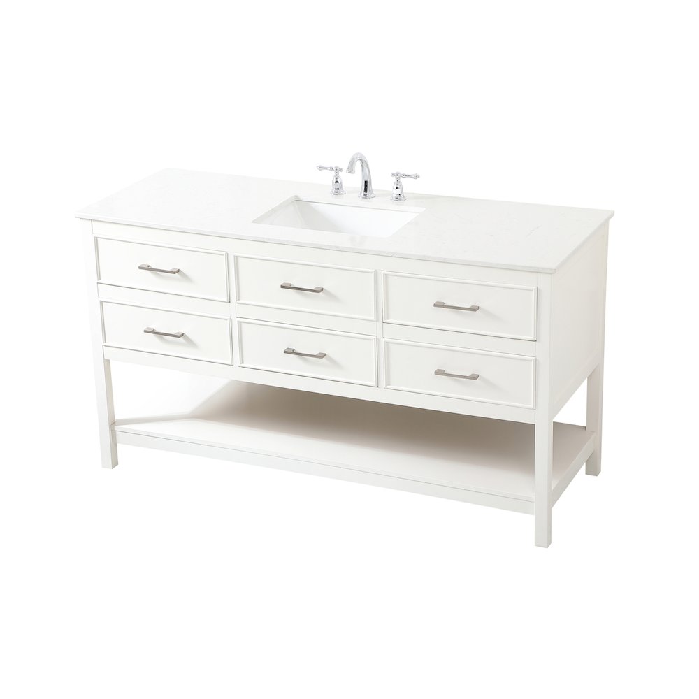60 inch Single bathroom vanity in white