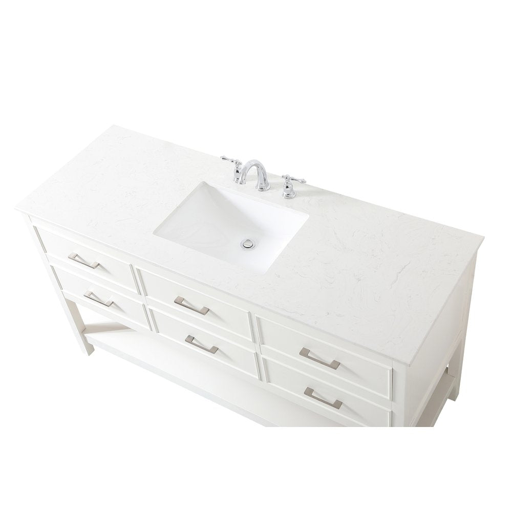 60 inch Single bathroom vanity in white