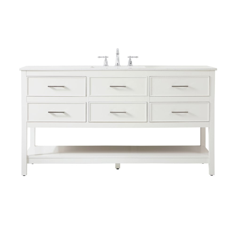 60 inch Single bathroom vanity in white