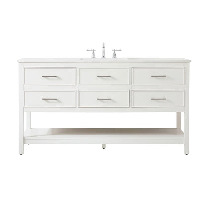 60 inch Single bathroom vanity in white