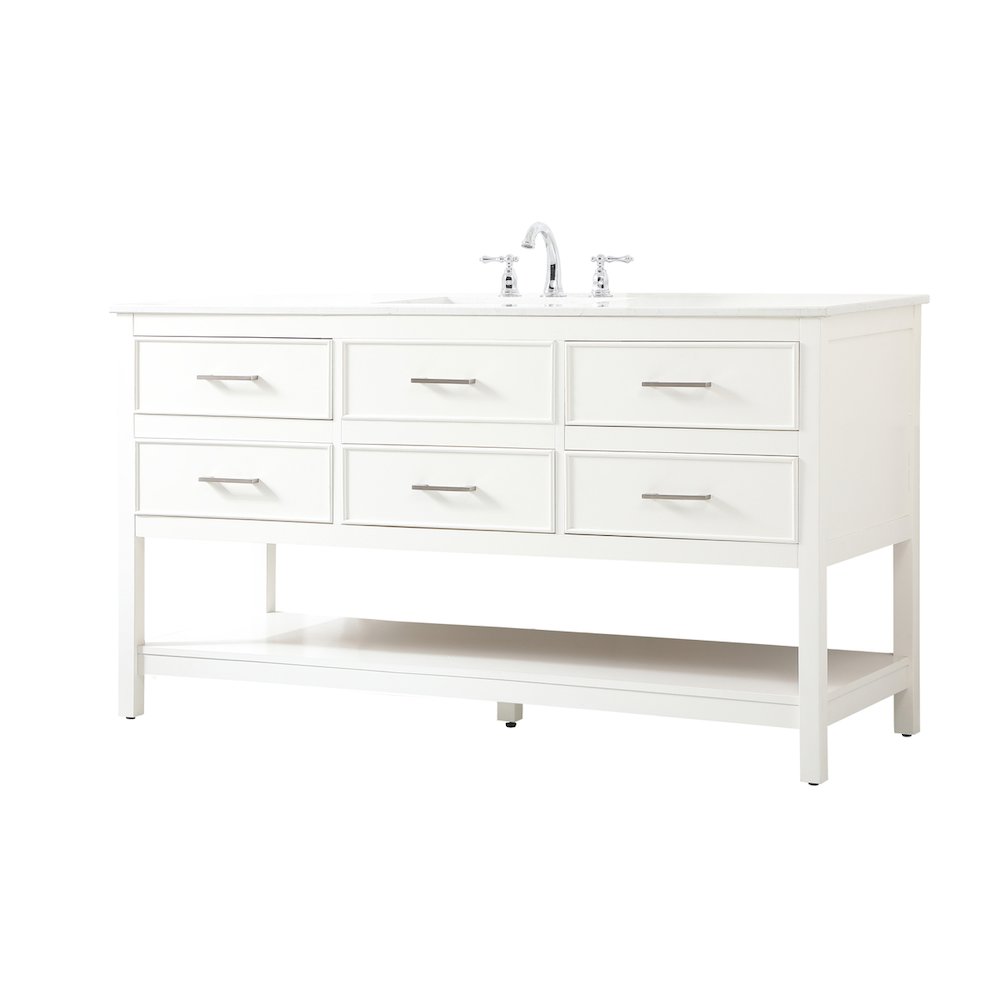 60 inch Single bathroom vanity in white