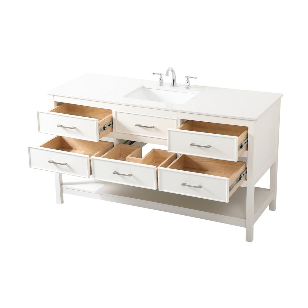 60 inch Single bathroom vanity in white