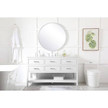 60 inch Single bathroom vanity in white