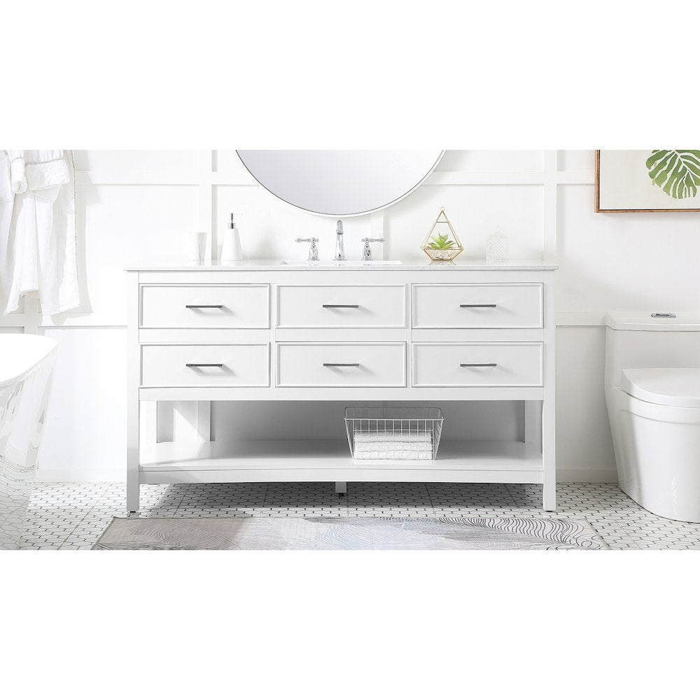 60 inch Single bathroom vanity in white