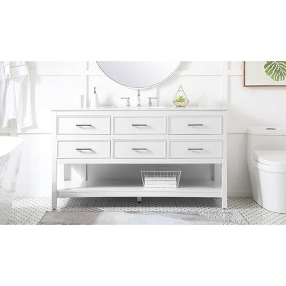 60 inch Single bathroom vanity in white