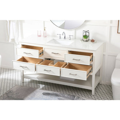60 inch Single bathroom vanity in white