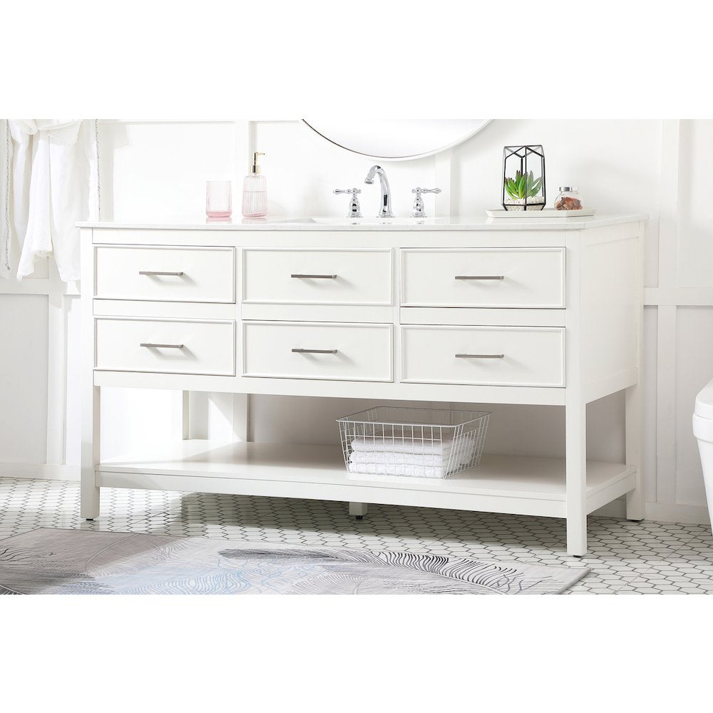 60 inch Single bathroom vanity in white