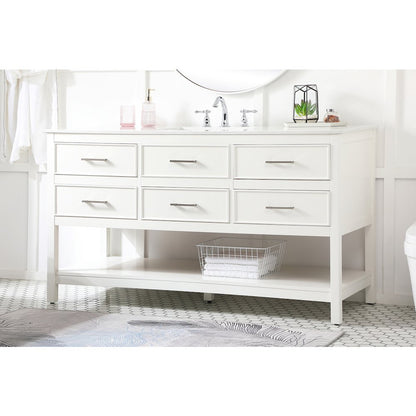 60 inch Single bathroom vanity in white