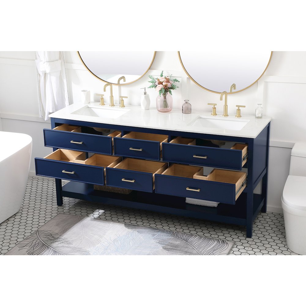 72 inch double bathroom vanity in blue