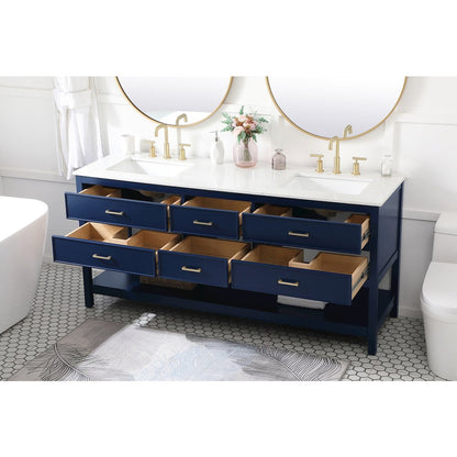 72 inch double bathroom vanity in blue