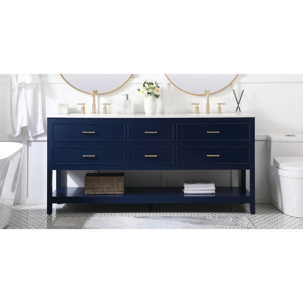 72 inch double bathroom vanity in blue