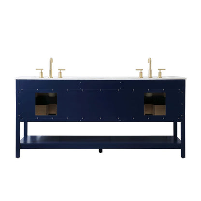 72 inch double bathroom vanity in blue