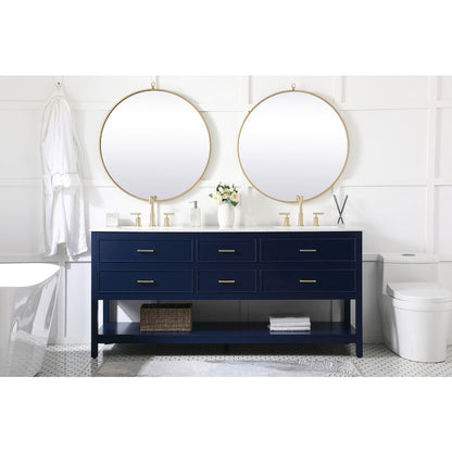72 inch double bathroom vanity in blue