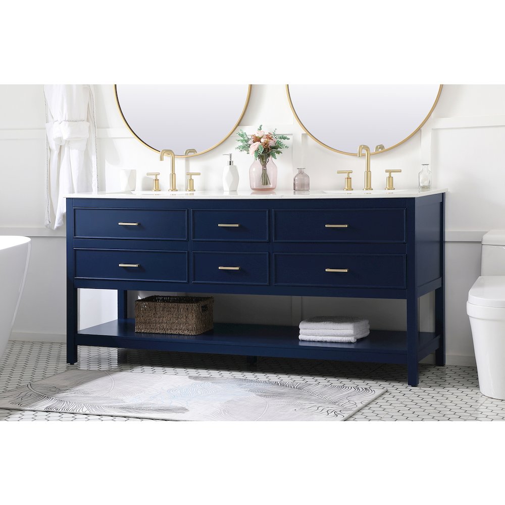 72 inch double bathroom vanity in blue