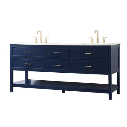 72 inch double bathroom vanity in blue