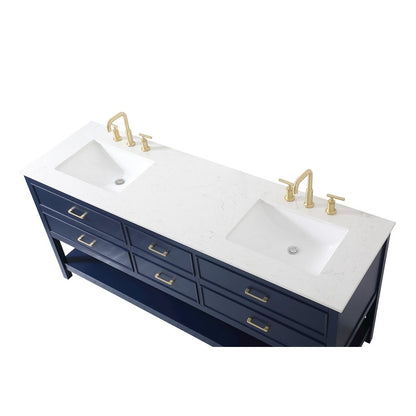 72 inch double bathroom vanity in blue