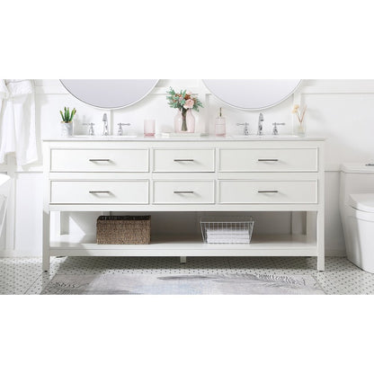 72 inch double bathroom vanity in white