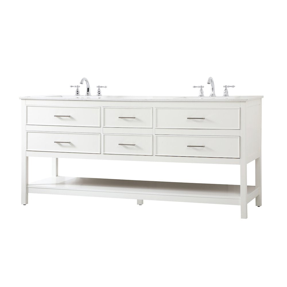 72 inch double bathroom vanity in white