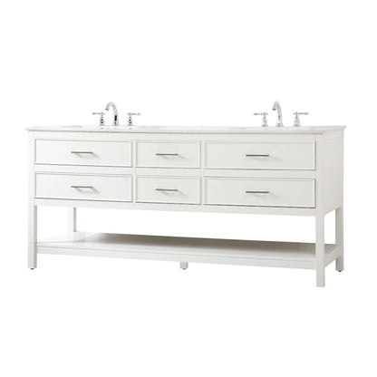 72 inch double bathroom vanity in white