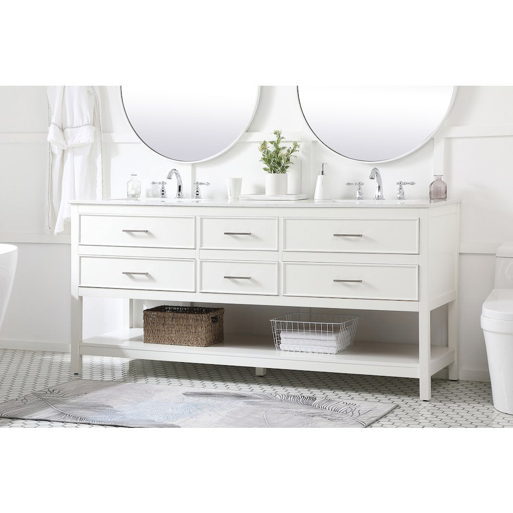 72 inch double bathroom vanity in white