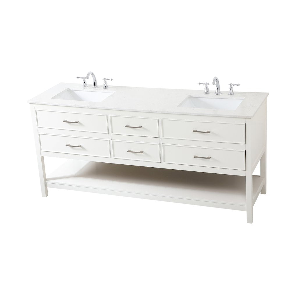 72 inch double bathroom vanity in white