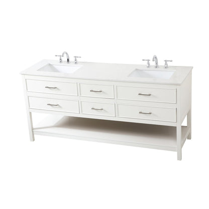 72 inch double bathroom vanity in white