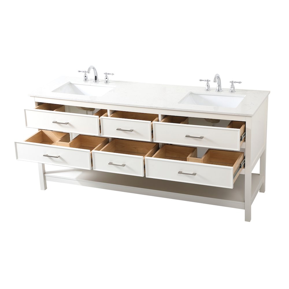 72 inch double bathroom vanity in white