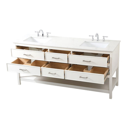 72 inch double bathroom vanity in white