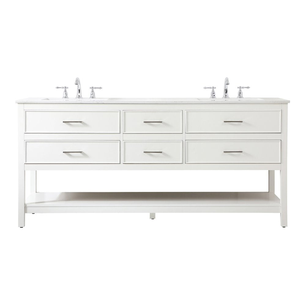 72 inch double bathroom vanity in white