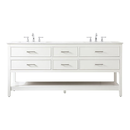 72 inch double bathroom vanity in white