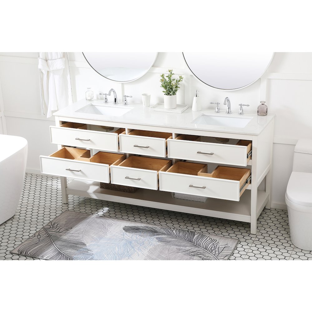 72 inch double bathroom vanity in white