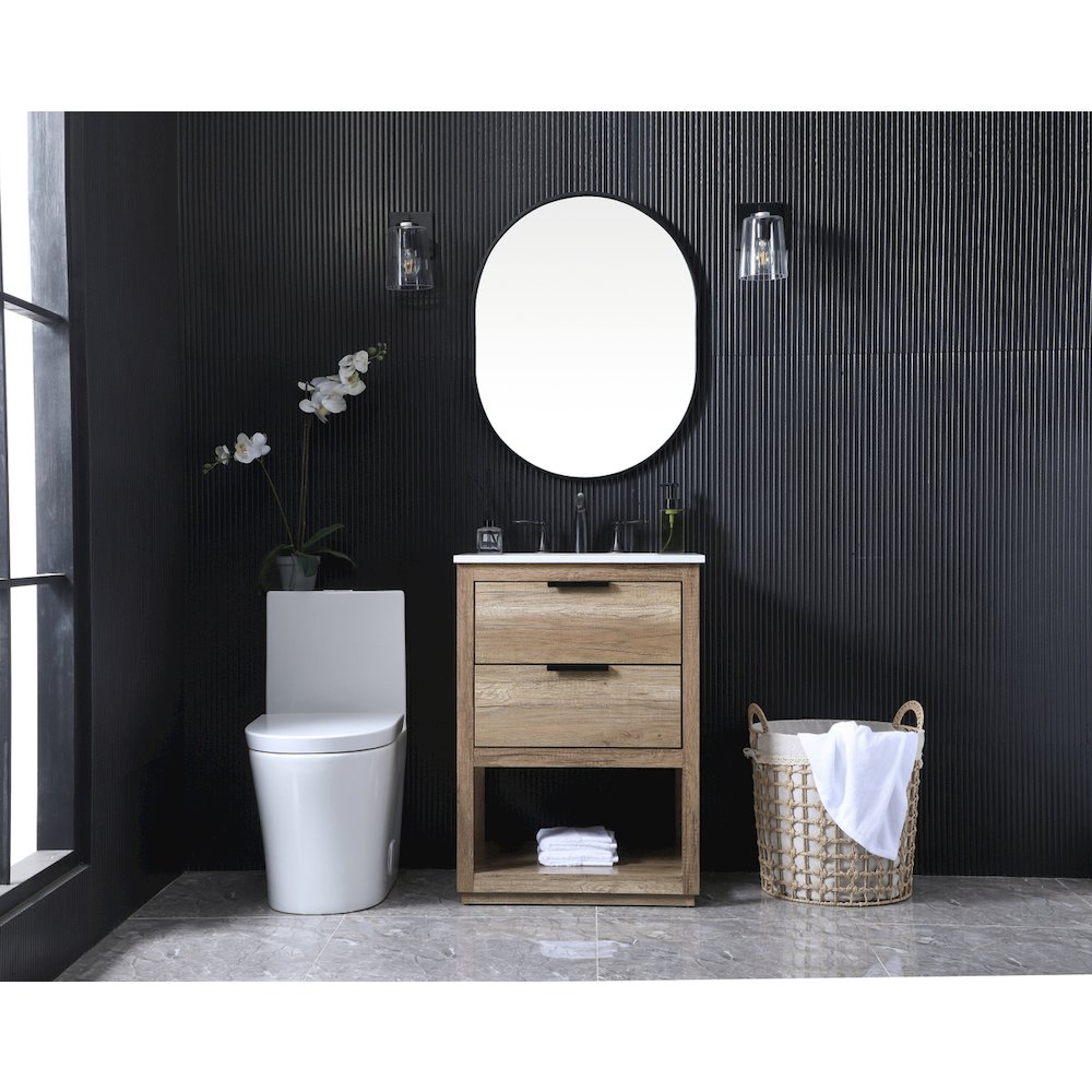 24 Inch SIngle Bathroom Vanity In Natural Oak