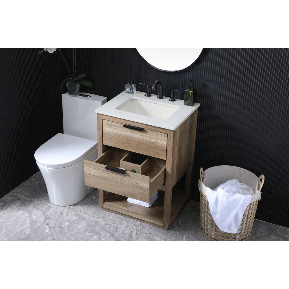 24 Inch SIngle Bathroom Vanity In Natural Oak