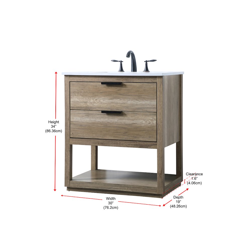 30 Inch SIngle Bathroom Vanity In Natural Oak