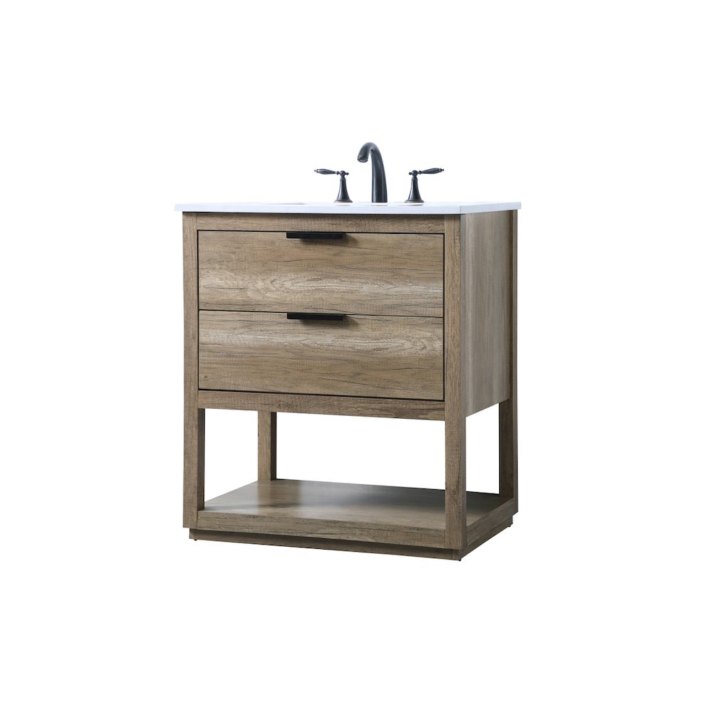 30 Inch SIngle Bathroom Vanity In Natural Oak