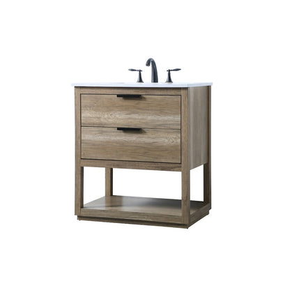 30 Inch SIngle Bathroom Vanity In Natural Oak