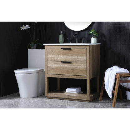 30 Inch SIngle Bathroom Vanity In Natural Oak